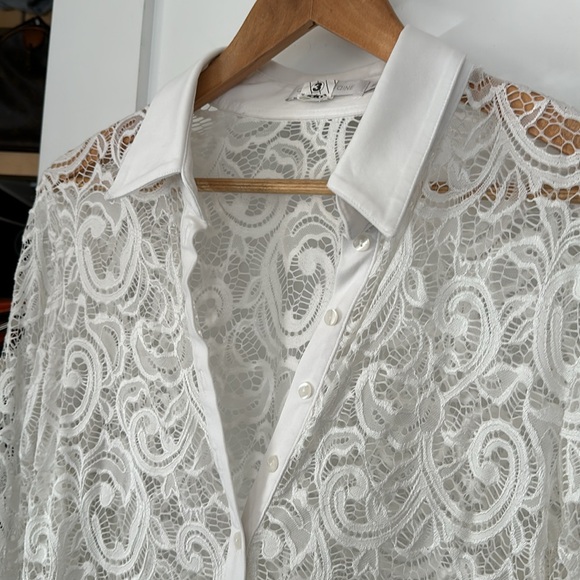 Anne Fontaine Lys Stretch Lace Shirt 46 - Picture 7 of 8